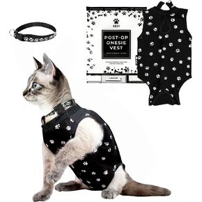 Cat Onesie لما بعد الجراحة - الذكور الأنثى الأنثى بعد الانتعاش الجراحي سترة للقطط مع جروح البطن أو مشاكل الجلد - الملابس الطبية الواقية الناعمة للحيوانات الأليفة