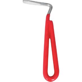 Hoof Pick – Durable, Ergonomic Steel Tool for Hoof Care, Cleaning, and Screw Tightening – Essential Equipment for Hoof Maintenance - Compact 5.5" Design (Vinyl Coated-Red)