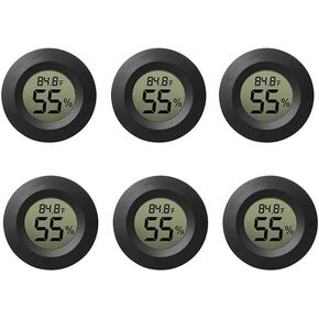 مقياس حرارة مقياس رطوبة مصغرة 6 عبوات مع شاشة LCD ، Fahrenheit/Celsius يمكن تبديلها ، مثالية للزواحف ، المرطب ، والمزيد