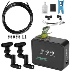 Automatic Mister for Reptile Terrarium Tank with Smart Spray System, Timer, 360°Adjustable Misting Nozzles & Led Touch Screen for Rainforest Amphibians