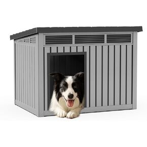 DRATO Dog House for Both Indoor and Outdoor with Weatherproof Roof Removable Floors for Medium to Large Dogs Interior Space (Gray, Large (42.87 * 32.95 * 31.61''))