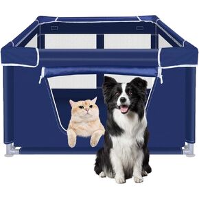 Dog Playpen 42 × 42 Inch, Puppy PlayPen with Gate for Puppies, Small and Medium Dogs, Pet PlayPen for Outdoors & Indoors