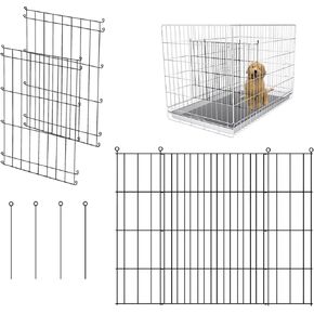Dog Crate Divider Panel - 2 Pack Black Metal, Compatible with 24"-32" & Other Crate Sizes, 16.92" H x Adjustable Width 11.81"-20.86"