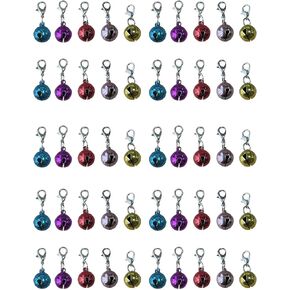 50PCS Pet Collar Bells, Colorful Metal Round Charms with Clasps for Dogs, Cats, Kittens and Small Animals – Loud Crisp Sound Jingle Bells for Christmas Decor and Accessories