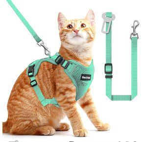 Cat Harness, Cat Harness and Leash for Walking, Adjusted in Four Directions and Breathable Cat Harness for Anti Escape That can be Fitted and Positioned, Reflective Strips Harness, Black, S