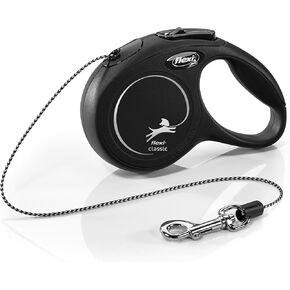 FLEXI New Classic Cord Retractable Cat Leash - X-Small – 10 ft., Black | Tangle-Free Pet Walking Leash with One-Handed Brake, Pause, Lock | German Quality Product