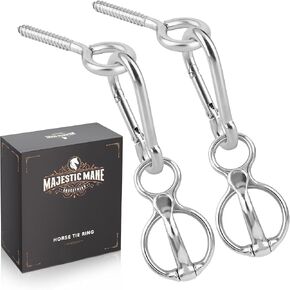 Horse Tie Ring (2 PCS) - Stainless Steel Tie Ring - Strong Magnets - Extra Large Carabiner Clip - Horse Tack and Supplies, Horse Training Equipment, Safe Horse Accessories