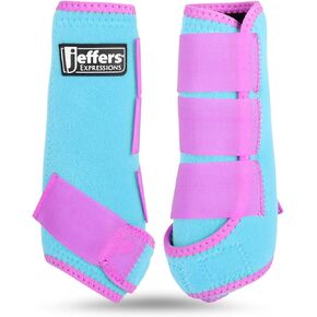 Jeffers Expression Protective Horse Boots 1 Pair, Rose Garden, Large - Safe Neoprene Leg Guards, Comfortable Fit, Durable Velcro Straps, Front & Hind Support, Accessories for Travel & Riding
