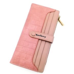 محفظة رفيعة رفيعة للنساء بمقبض طويل ومحفظة ثنائية الطي، حامل بطاقة الائتمان مع جيب بسحاب للسيدات والفتيات هدية الذكرى السنوية لعيد الميلاد (بني) in Kuwait