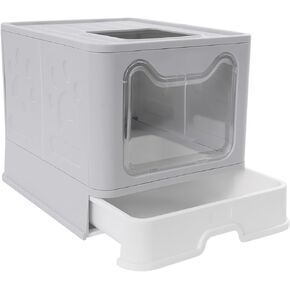 Cat Litter Box, Foldable Enclosed Top Entry with Litter Catching Lid, Dog Proof Includes Scoop - Easy to Clean Large Cat Box Enclosure for Living Rooms, Corridors, Bedrooms, Balconies, Pet Shops