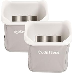 Cat Litter Sifter - SiftEase Litter Box Sifting, Fast Scoop Free Cleaning, Large Sift with Bin for Longer Lasting Litter, Easy Clean Sifting Litter Box Cleaner (Light Grey)