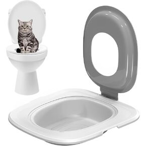 Universal Reusable Cat Toilet Trainer Kit - Detachable Design for Easy Cleaning | Home Pet Care Potty Training System with Litter Box Compatibility (Grey)