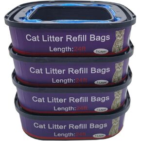 4 Pack Cat Litter Refill Bags Cartridges Compatible with Genie Cat Standard, Plus and XL Pails Odor Control