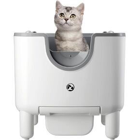 F6 Self-Cleaning Litter Box - Open-Top Automatic Cat Litter Box with Odor Control, Safety Features, and Easy Maintenance