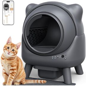Self Cleaning Litter Box, Automatic Litter Box, FEELNEEDY Odor Control, Cat Ears Design, 65L APP Real-Time Monitor, Cat Litter-Robot for Multiple Cats, Safety Sensors, with 1 Trash Bag