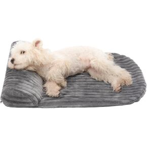 Jiupety Bolster Dog Pillow with Orthopedic, Benefit for Cervical Vertebra, Machine Washable, Pet Pillow Bed Met for Small Medium Large Dogs, Gray, L