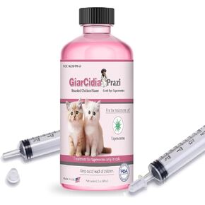 Say Good Bye to Tapeworms in Cats and Kittens with GiarCidia Prazi for Cats 60mls Liquid (Roasted Chicken Flavour)- Include 3 ml Dropper with Cap