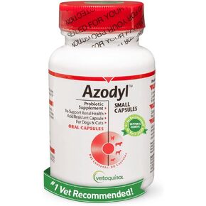 Vetoquinol Azodyl Kidney Health Supplement for Dogs & Cats, 90ct - Probiotic Pet Wellbeing - Help Support Kidney Function & Manage Renal Toxins - Renal Care Supplement - Easy-to-Swallow Small Caps