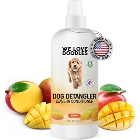 [Upgraded Version] We Love Doodles Dog Detangler Spray - Leave-in Conditioner for Dogs - Dog Detangling Spray - Dematting Spray for Dogs - Tangle Remover - Made in The USA - Large 16 fl oz (Mango)