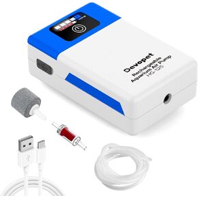 Battery Powered Aquarium Air Pump, Bait Bucket Portable Aerator, Ultra Quiet Fish Tank Bubbler, USB Rechargeable Oxygen Pump for Outdoor Fishing and Power Outages