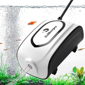 3W/5W Aquarium Air Pump - Ultra-Quiet Dual Outlet Adjustable Oxygen Aerator Pump for 1-160 Gallon Fish Tanks, High-Output Aquarium Bubbler with Air Stone & Check Valve & Y-Splitter
