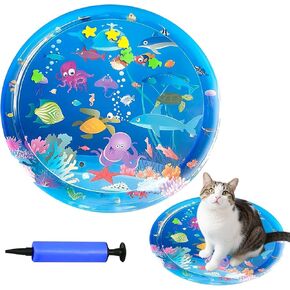 Pet Water Bed, 2025 New Thickened Water Sensory Play Mat for Cats Dog, Summer Pets Cooling Water Sensory Play Pad with Inflator, Comfort Cooling Water Mat for Cats(100 * 100cm/39 * 39in)