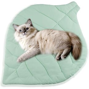 Cat Cooling Mat Pet Leaf Shaped Pad 26.5"x19.5" Breathable Durable Easy to Clean Pet Cool Mats for Cat and Small Dog use in Floor,Bed,Sofa,Chair,Kennel (Light Green)