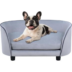 27'' Pet Sofa Bed for Small Dogs and Cats with Soft Cushion, Removable Cover, Anti-Slip Pads, Gray
