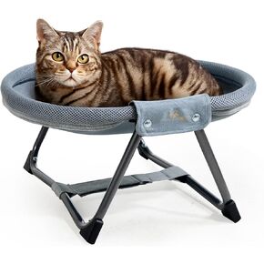 Elevated Cat Hammock Bed, Foldable No-Assembly Cat Bed with Breathable Mesh for Indoors and Outdoors Use, Lightweight Raised Pet Bed for Cats and Small Dogs