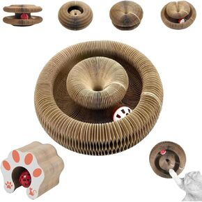 Kitty Kurl Cat Toy,Magic Organ Cat Toy,Kitty Kurl Cat Toys,Magic Organ Cats Scratcher Board,Foldable Recyclable Accordion Toys with Ball for Indoor Cats(1pc)