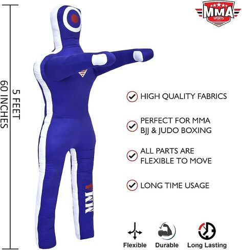 MMA SPORTS MMA Jiu Jitsu Dummies | Grappling Dummy for Adults & Youth | Standing Wrestling Brazilian Unfilled 6 FT Punching Training Dummy Red 6FT / 72 IN in Kuwait