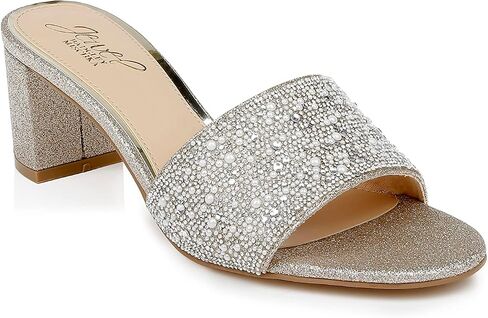 Jewel Badgley Mischka Della Glitter Block Heel Mules in Saudi Arabia