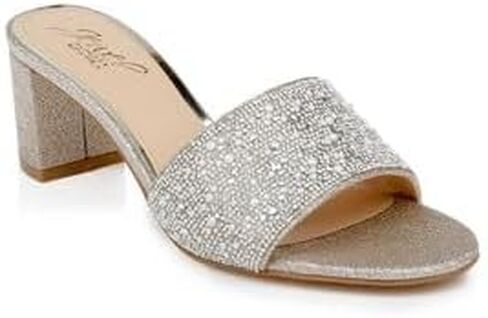 Jewel Badgley Mischka Della Glitter Block Heel Mules in Saudi Arabia