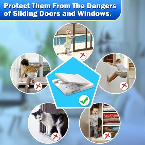Sliding Door Lock, 2 Pack Child Safety Sliding Glass Door Lock for Sliding Glass Doors, Sliding Windows, Sliding Closet, etc. Easy to Installation Provides More Security for Your Baby and Pets in Saudi Arabia
