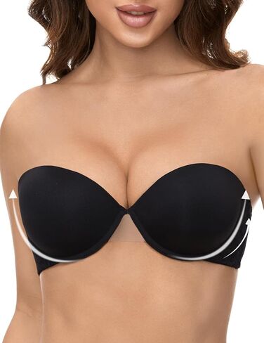 حمالة صدر بدون حمالات للنساء ديمي مبطنة للغاية مع أشرطة شفافة متعددة الاتجاهات، أضف 2 كوب من حمالات الصدر من الدانتيل in Kuwait