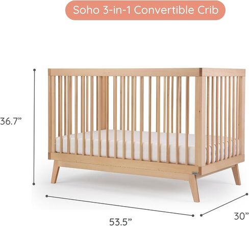 dadada Baby Soho 3-in-1 Convertible Wood Crib Bed, Made in Italy, White | Crib to Toddler Bed, GREENGUARD Gold Certified, Baby-Safe Finish, Sustainable Beechwood, Modern Design, 3 Adjustable Heights in Saudi Arabia