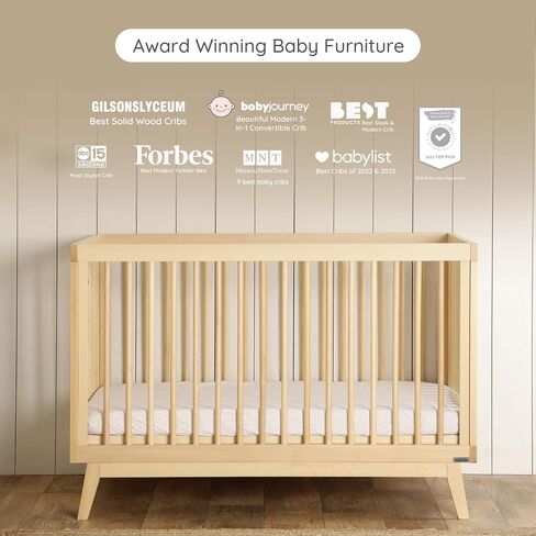 dadada Baby Soho 3-in-1 Convertible Wood Crib Bed, Made in Italy, White | Crib to Toddler Bed, GREENGUARD Gold Certified, Baby-Safe Finish, Sustainable Beechwood, Modern Design, 3 Adjustable Heights in Saudi Arabia