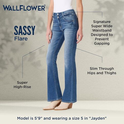 WallFlower Women's Sassy Flare High-Rise Insta Soft Juniors Jeans in Saudi Arabia