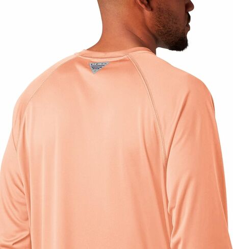 Columbia Men's Standard Terminal Tackle Long Sleeve Shirt, Sunset Red Heather/Collegiate Navy Logo, X-Large in Saudi Arabia