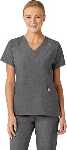 WonderWink W123 Women’s Stylized V-Neck Scrub Top — Charcoal Heather, X-Large in Saudi Arabia