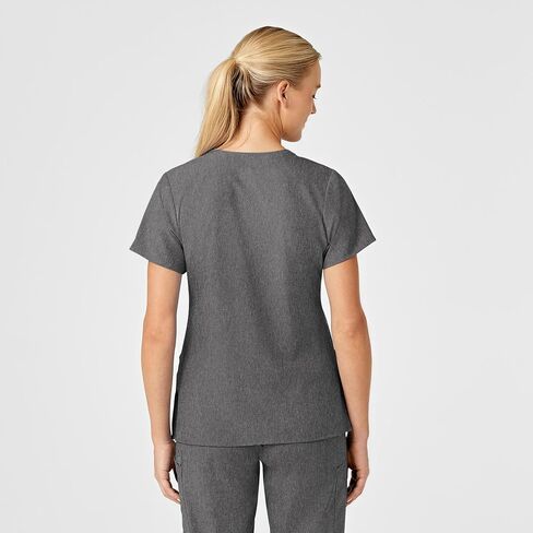 WonderWink W123 Women’s Stylized V-Neck Scrub Top — Charcoal Heather, X-Large in Saudi Arabia