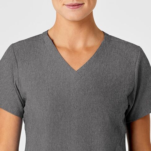WonderWink W123 Women’s Stylized V-Neck Scrub Top — Charcoal Heather, X-Large in Saudi Arabia