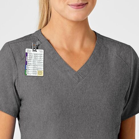 WonderWink W123 Women’s Stylized V-Neck Scrub Top — Charcoal Heather, X-Large in Saudi Arabia