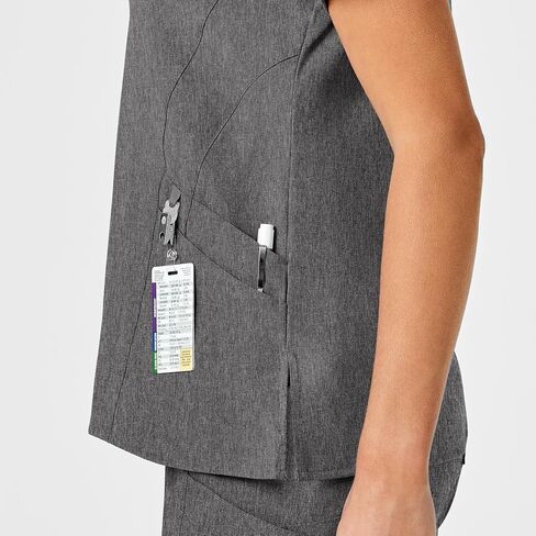 WonderWink W123 Women’s Stylized V-Neck Scrub Top — Charcoal Heather, X-Large in Saudi Arabia