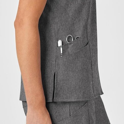 WonderWink W123 Women’s Stylized V-Neck Scrub Top — Charcoal Heather, X-Large in Saudi Arabia