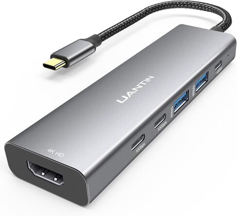 محول USB C Hub 7 في 1 متعدد المنافذ مع دونجل HDMI 4K، 100 وات PD، قارئ بطاقة SD/TF، ​​3 منافذ USB-A، محطة إرساء USBC لأجهزة MacBook Mac Pro/Air، Dell، HP، ASUS، Acer وأجهزة الكمبيوتر المحمولة الأخرى من النوع C in Kuwait