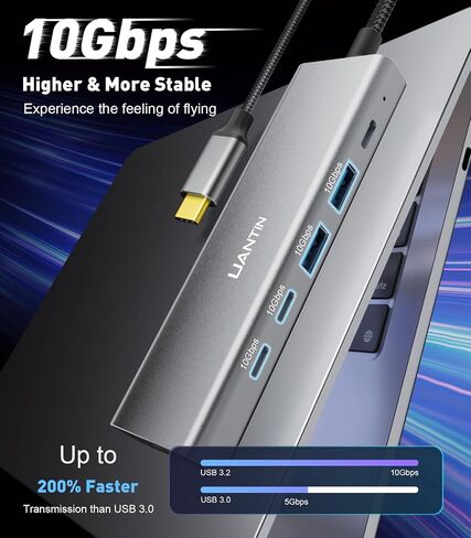 محول USB C Hub 7 في 1 متعدد المنافذ مع دونجل HDMI 4K، 100 وات PD، قارئ بطاقة SD/TF، ​​3 منافذ USB-A، محطة إرساء USBC لأجهزة MacBook Mac Pro/Air، Dell، HP، ASUS، Acer وأجهزة الكمبيوتر المحمولة الأخرى من النوع C in Kuwait