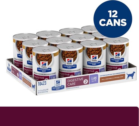 Hill's Prescription Diet i/d Low Fat Digestive Care Rice, Vegetable & Chicken Stew Wet Dog Food, Veterinary Diet, 12.5 Ounce Cans (Pack of 12) in Saudi Arabia