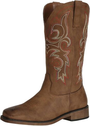 SheSole Women's Wide Width Cowboy Boots Square Toe Mid Calf Western Cowgirl Boots in Kuwait