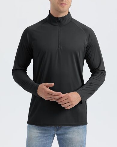 Boladeci Men's UPF 50+ Sun Shirts 1/4 Zip Long Sleeve SPF UV Protection Lightweight Quick Dry Rash Guard Golf Swim Shirts in Kuwait